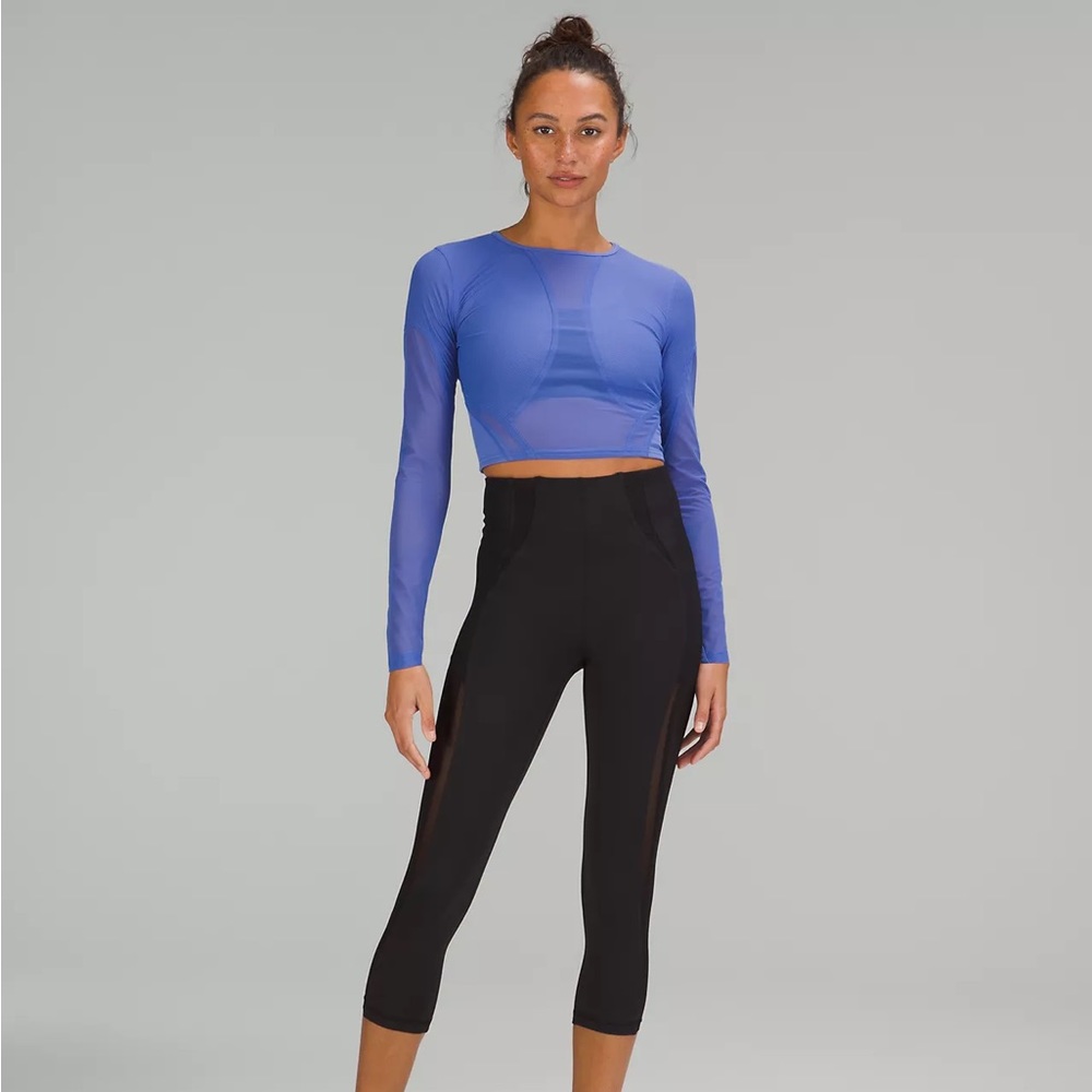 LULULEMON Mesh Panelled Training Long Sleeve Shirt SIZE 6